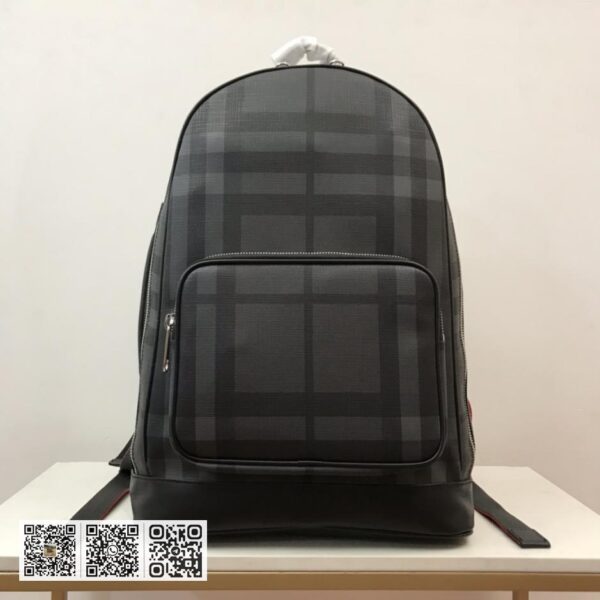 Burberry顶级原单 London 格纹拼皮革双肩包