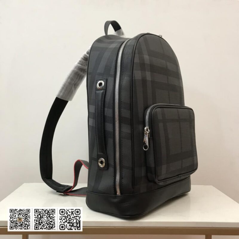 Burberry顶级原单 London 格纹拼皮革双肩包 - Image 2