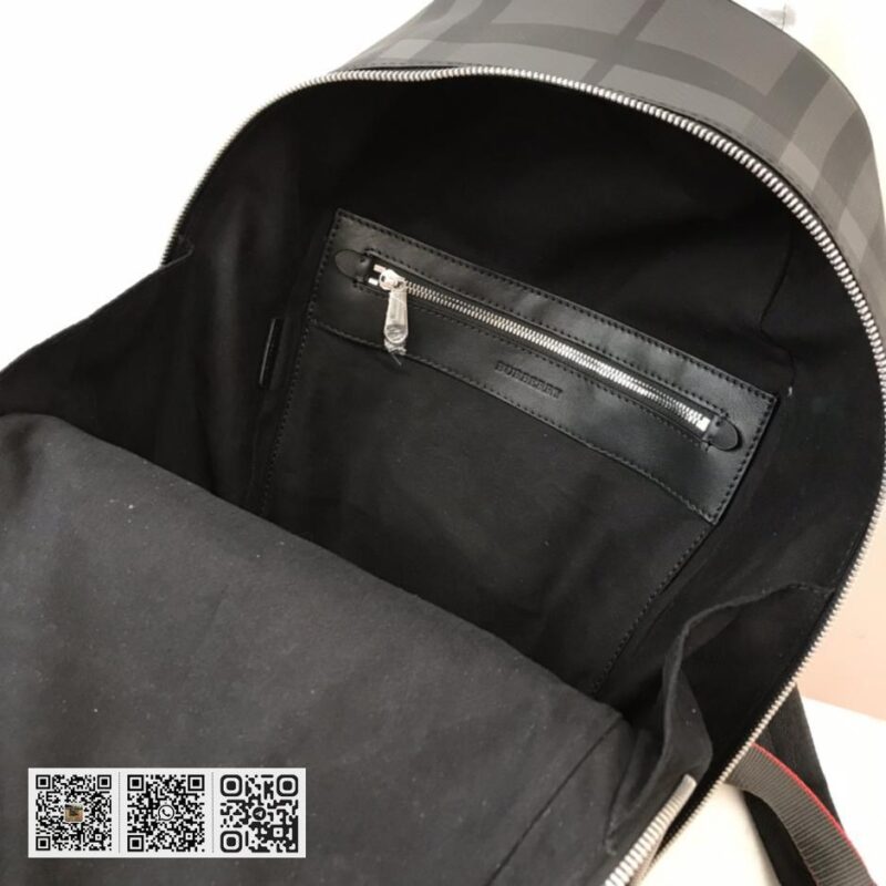 Burberry顶级原单 London 格纹拼皮革双肩包 - Image 9