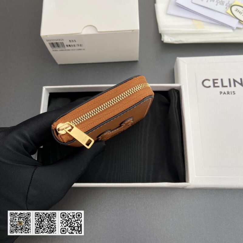 Celine TRIOMPHE羊皮短款拉链包 - Image 4
