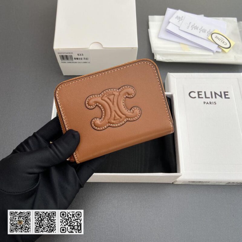 Celine TRIOMPHE羊皮短款拉链包 - Image 5