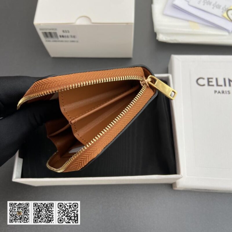 Celine TRIOMPHE羊皮短款拉链包 - Image 8