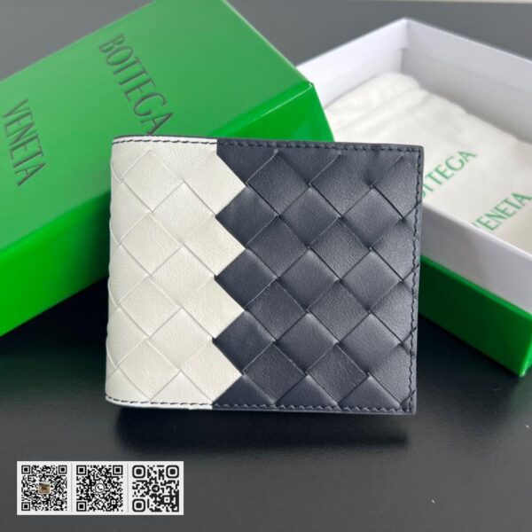 顶级版BV 拼色编织短夹两折扣短夹式