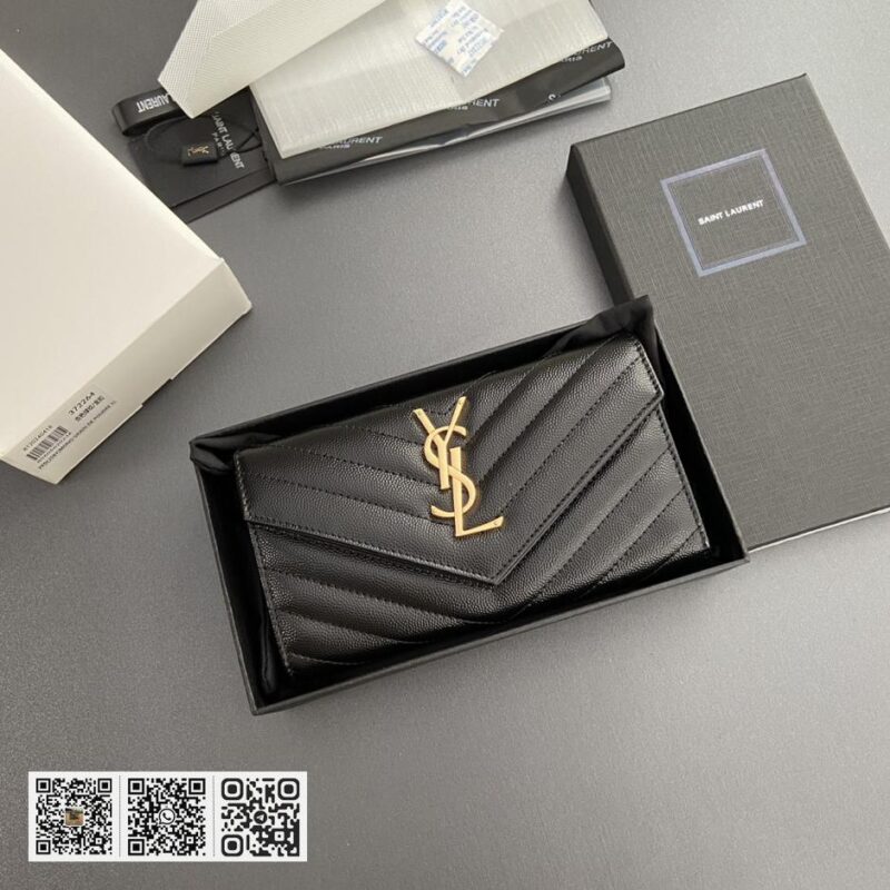 YSL翻盖粒面压印皮革皮夹 - Image 9