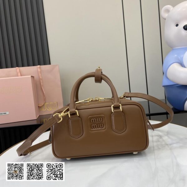 《配全套原厂专柜包装》Miu Miu 女士Arcadia 牛皮手提包斜挎包