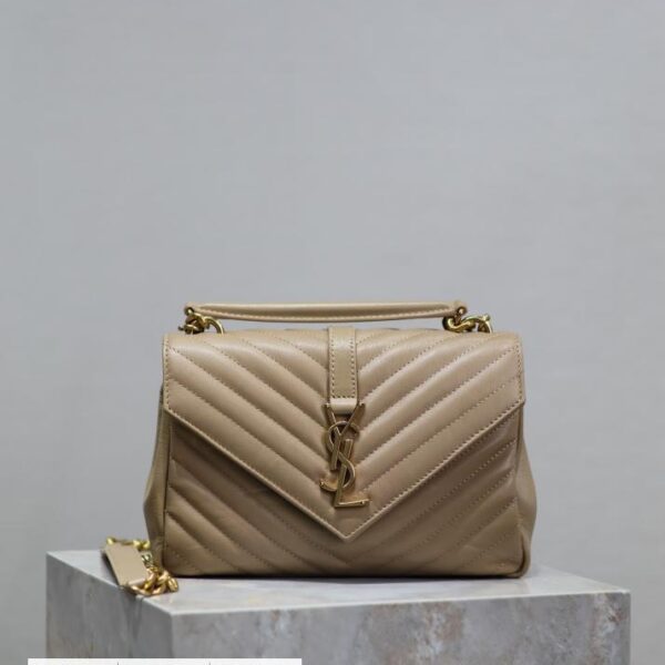 SAINT LAURENT 杏色 24cm Monogram college 邮差包