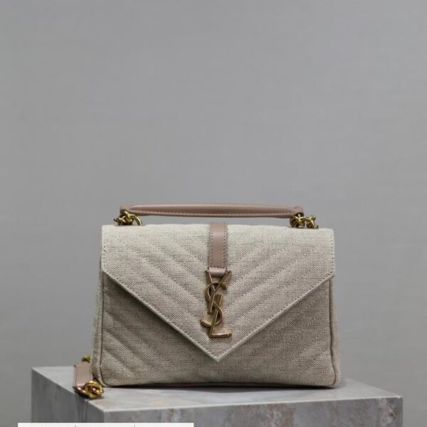 SAINT LAURENT 杏色 24cm Monogram college 邮差包