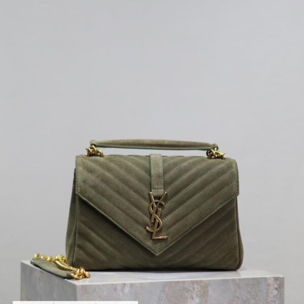 SAINT LAURENT 军绿色 24cm Monogram college 邮差包