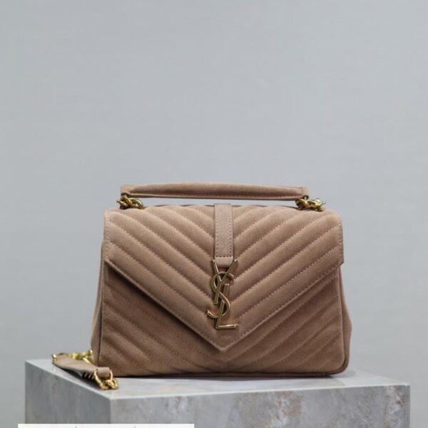 SAINT LAURENT 深杏色 24cm Monogram college 邮差包