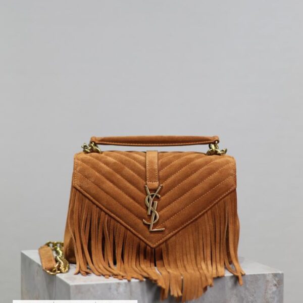 SAINT LAURENT 土黄 24cm Monogram college 邮差包
