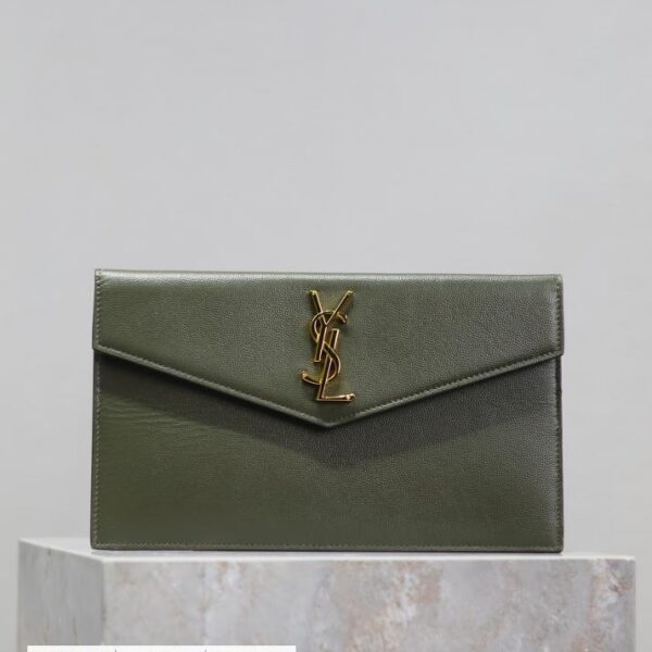 SAINT LAURENT 绿色 Uptown 新品手拿包