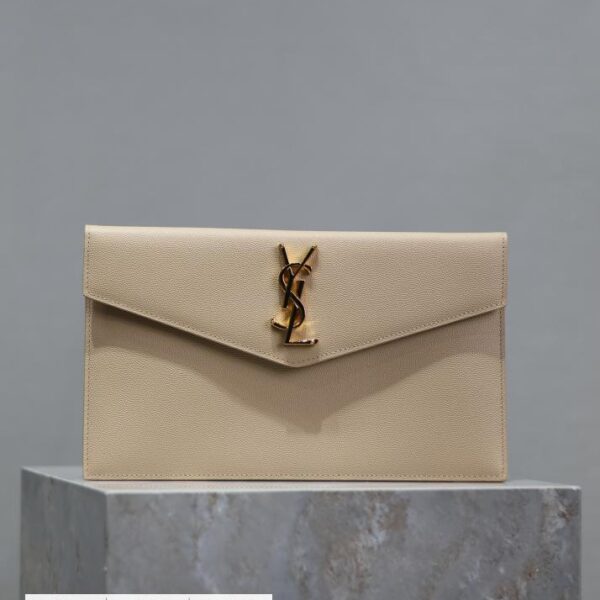 SAINT LAURENT 杏色 Uptown 新品手拿包