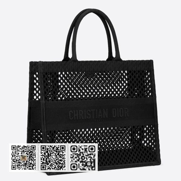 Dior Book 黑色网布刺绣托特包