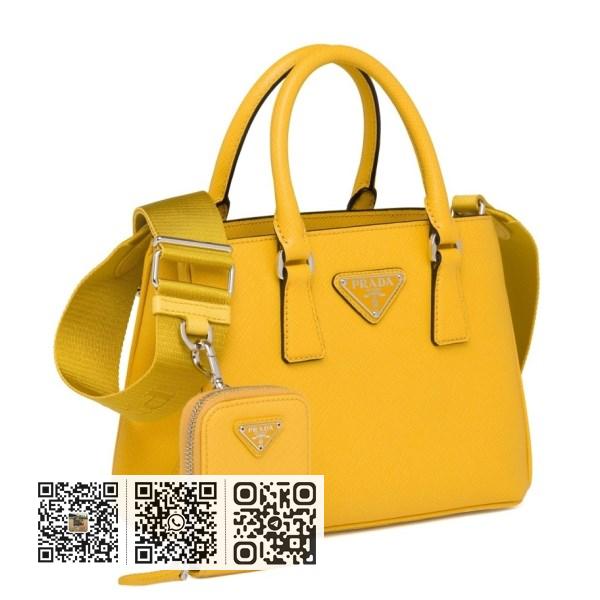 Prada Galleria 黄色 Saffiano 皮革微型包