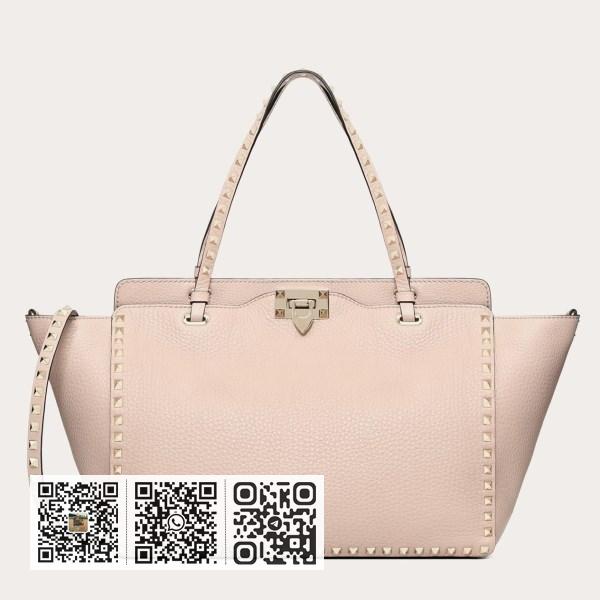 Valentino 中 Poudre 粒面小牛皮 Rockstud 托特包