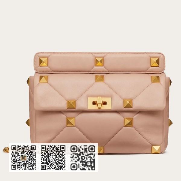 Valentino Rose Cannelle 小羊皮罗马铆钉链包