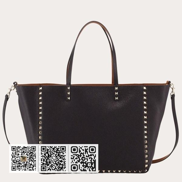 Valentino Noir Rockstud 中型双面托特包