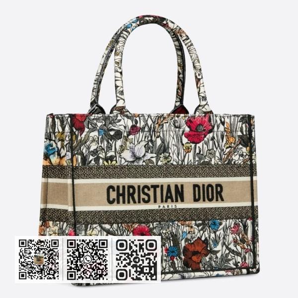 Dior 多色 Mille Fleurs 刺绣小号 Book 托特包