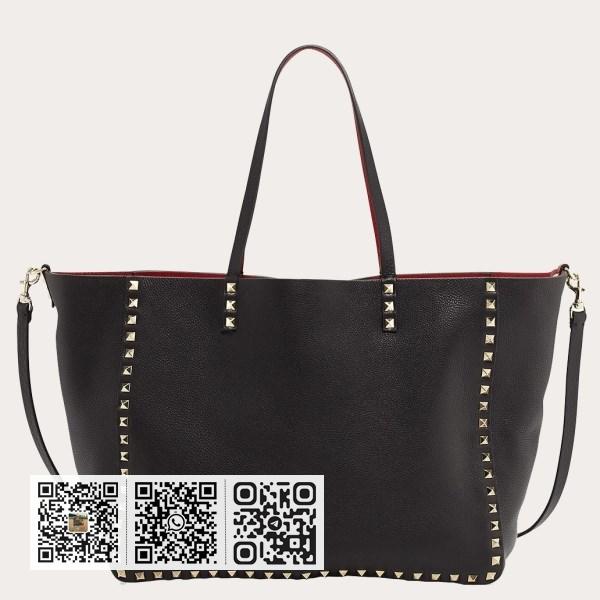 Valentino 黑色 Rockstud 中型双面托特包