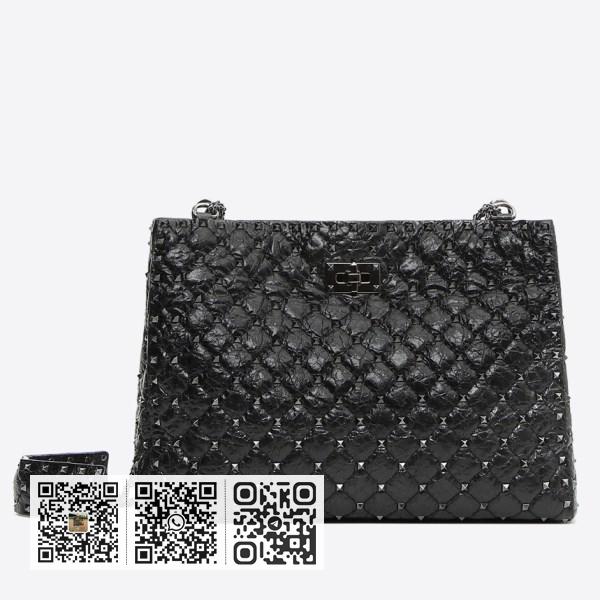 Valentino 全黑 Rockstud Spike 托特包