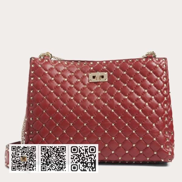 Valentino 红色 Rockstud Spike 托特包