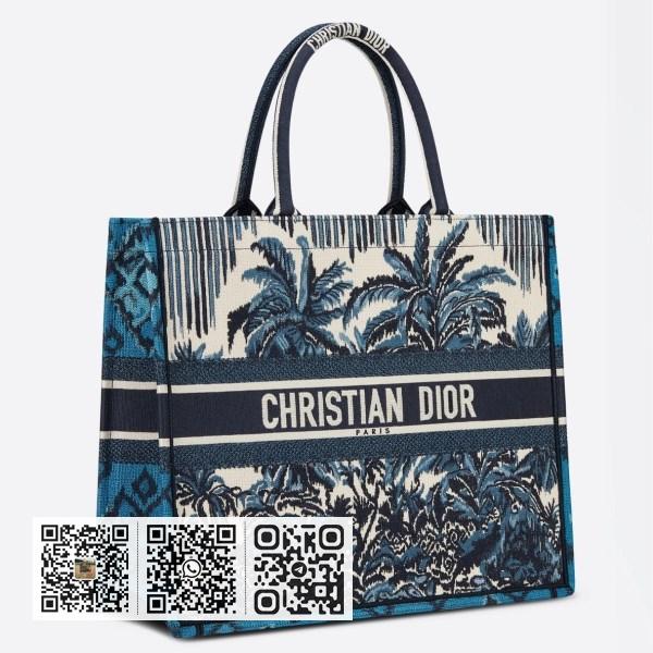 Dior 蓝色 Dior 棕榈树刺绣 Book 托特包