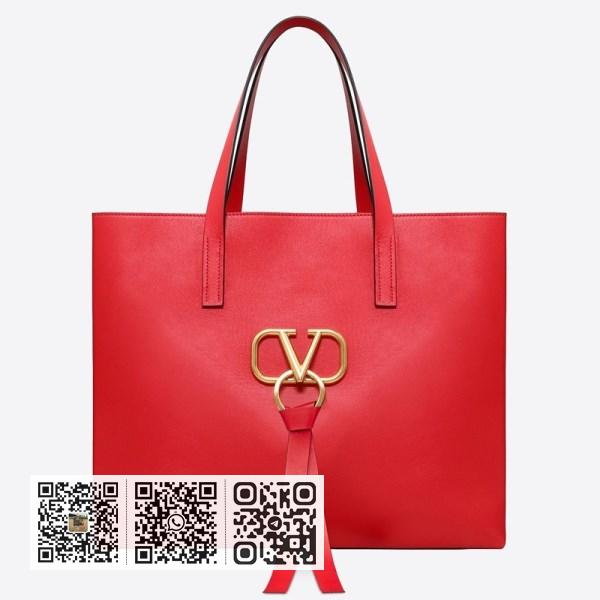 Valentino Garavani 红色大号 Vring 购物托特包
