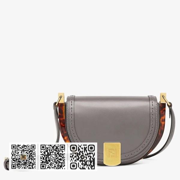 Fendi 灰色小牛皮月光马鞍包