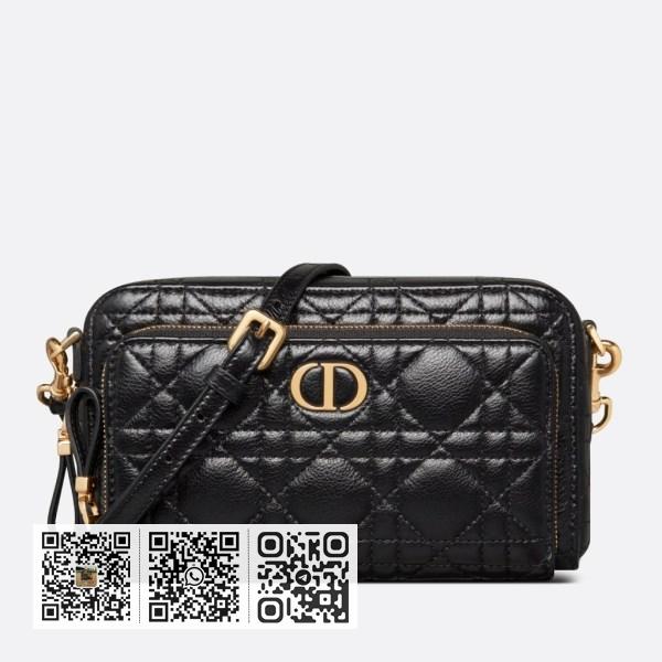 Dior Caro 黑色藤格纹小牛皮双包