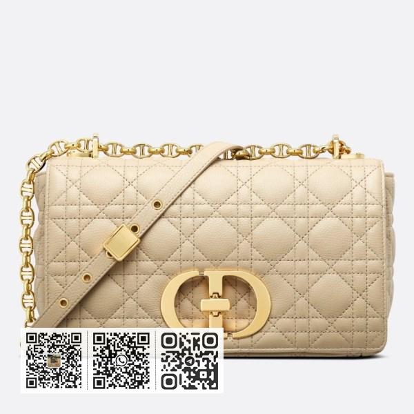 Dior Caro 中米色 Cannage 小牛皮手袋