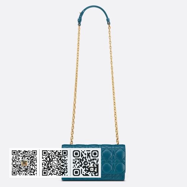 Dior Caro 钢蓝色小牛皮链条腰包