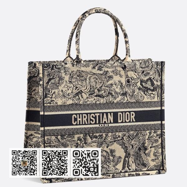 Dior Book 蓝色 Toile De Jouy 帆布托特包