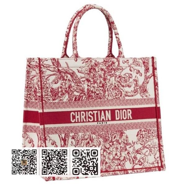 Dior Book 红色绣球花帆布手提包