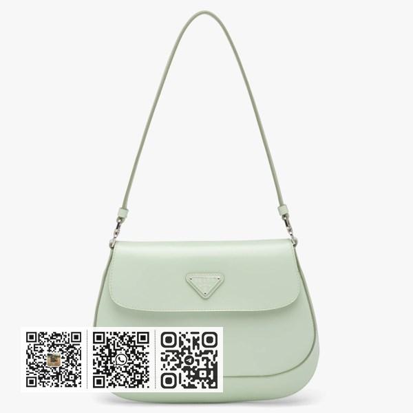 Prada Aqua 拉绒皮革 Cleo 附翻盖单肩包