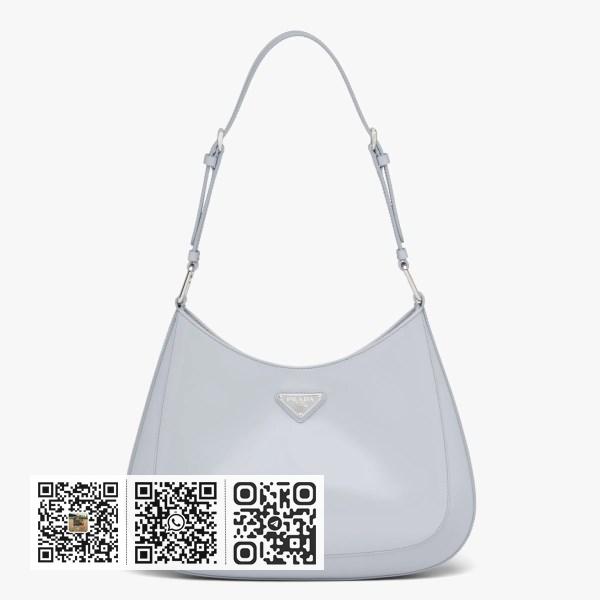 Prada Cleo 大号蓝色拉绒皮革肩背包
