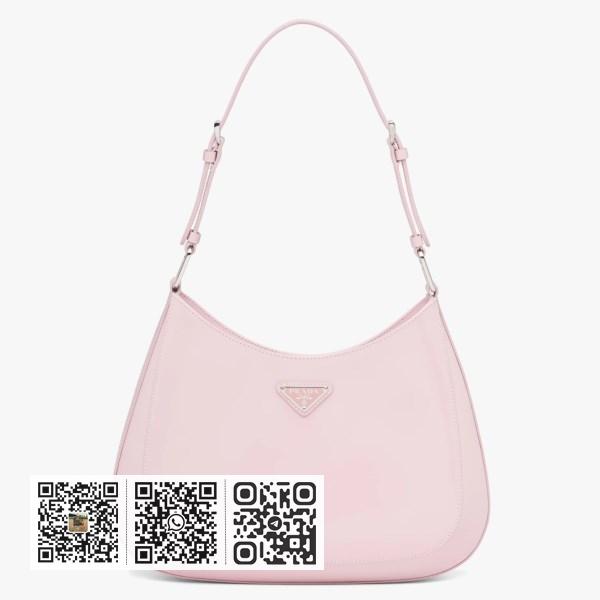 Prada Cleo 大号粉红色拉绒皮革肩背包