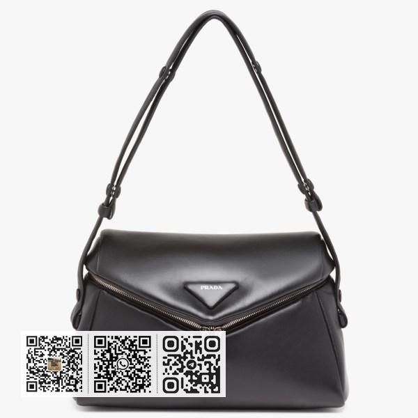Prada Signaux 黑色软垫纳帕皮革包