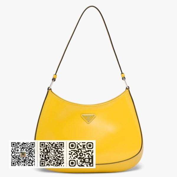 Prada Cleo 小号黄色拉绒皮革肩背包