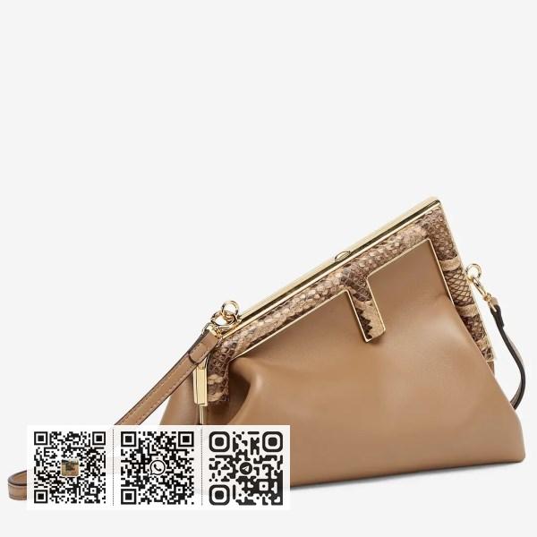 Fendi First 小号驼色蟒蛇皮手袋