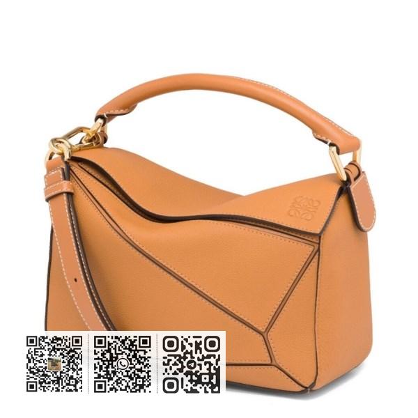 Loewe 小号棕褐色粒面小牛皮 Puzzle 手袋