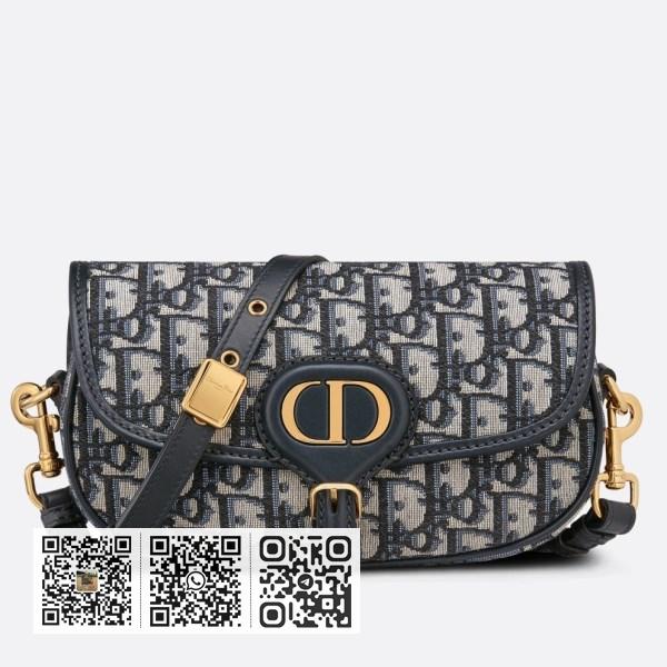 Dior Bobby East-West 蓝色 Dior Oblique 帆布包