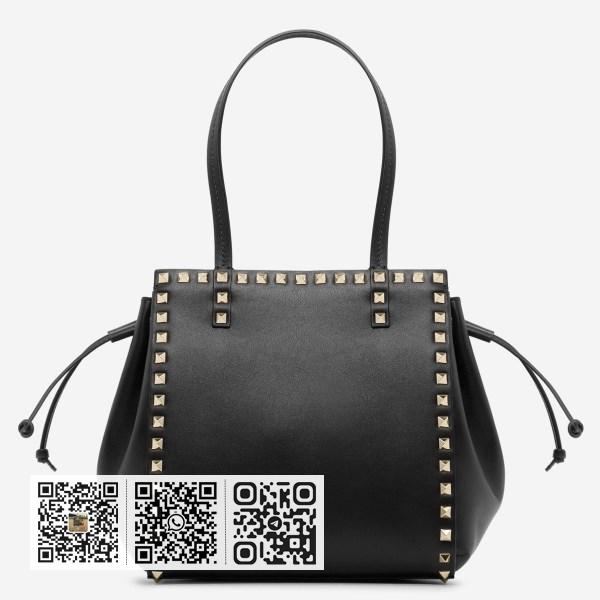 Valentino 黑色 Rockstud 双手把抽绳包