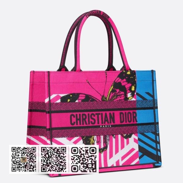 Dior 中型粉红色 D-Jungle Pop 刺绣书本托特包