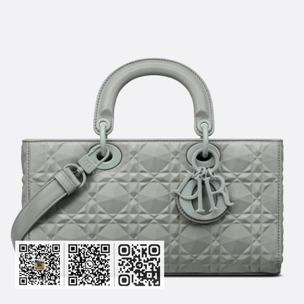 Dior Lady D-Joy 灰色小牛皮钻石图案手袋
