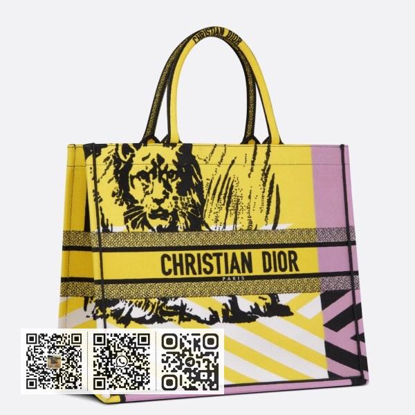 Dior 大黄 D-Jungle Pop 刺绣书本托特包
