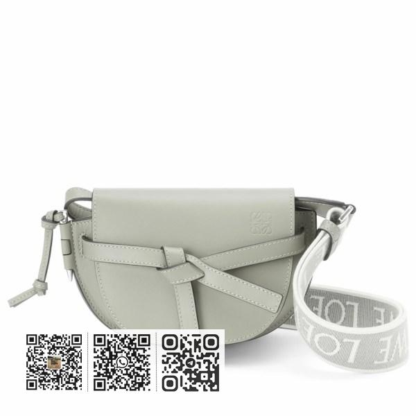 Loewe Mini Gate 双袋灰灰色小牛皮