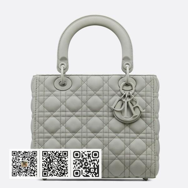 Dior 中 Lady Dior 灰色超雾面小牛皮包