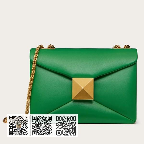 Valentino 绿色纳帕皮革单铆钉链条包
