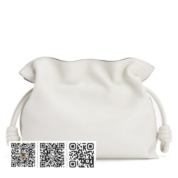 Loewe 白色纳帕皮革弗拉明戈手拿包