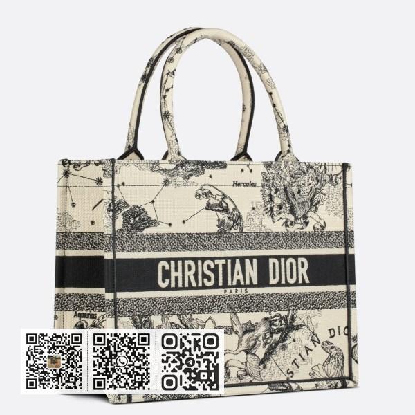 Dior 中型白色 Jouy 十二生肖刺绣 Toile Book 托特包